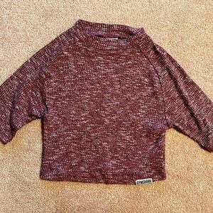 Gymshark crop top,  burgundy w/ white heather,  mock neck,  short sleeves